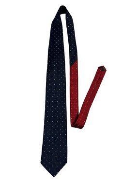 Tommy Hilfiger Silk Tie Navy Geometric Red Reverse Made in USA Vintage Y2K
